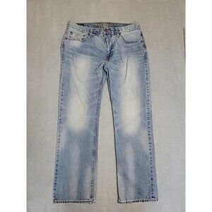 American Eagle Jeans Mens 36x29 ‎ Straight Cotton Mid Rise Light Blue Faded